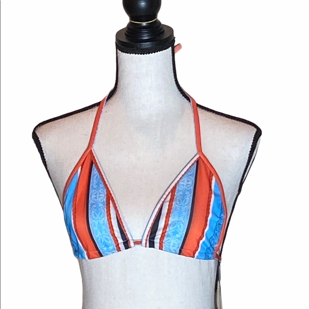 Pretty Little Thing Triangle Striped Bikini Top